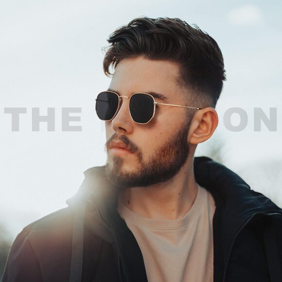 Unisex Brown/Clear Trendy Square Hexagonal Mirrored Sun Glasses UV Protection main image 7